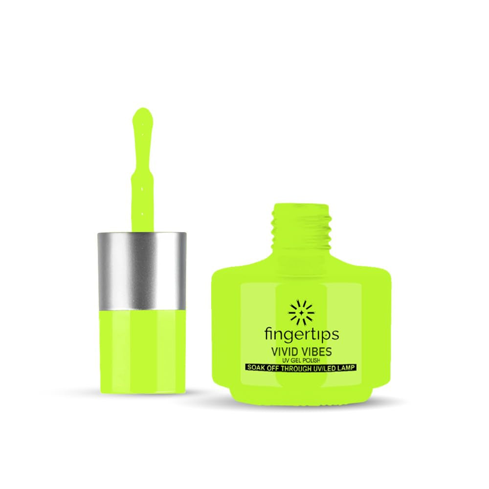 Fingertips Vivid Vibes French Lime UV Gel Polish (Shade 52) – Long-Lasting Soak-Off Gel Nail Color, 16ml