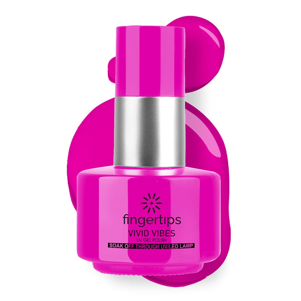 Fingertips Vivid Vibes Fuchsia Pop UV Gel Polish (Shade 44) – Long-Lasting Soak-Off Gel Nail Color, 16ml