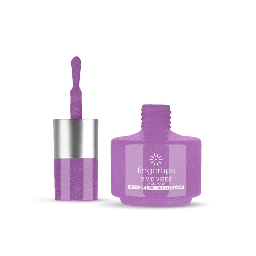 Fingertips Vivid Vibes Glitery Lilac UV Gel Polish (Shade 36) – Long-Lasting Soak-Off Gel Nail Color, 16ml