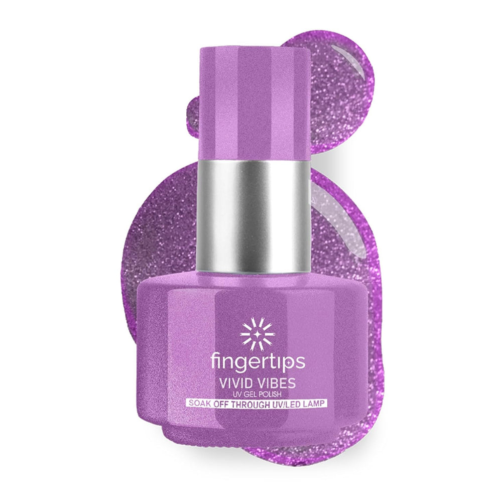Fingertips Vivid Vibes Glitery Lilac UV Gel Polish (Shade 36) – Long-Lasting Soak-Off Gel Nail Color, 16ml