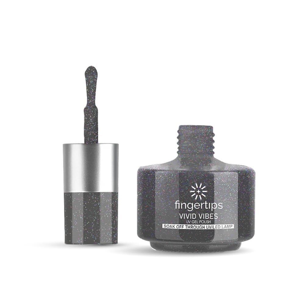 Fingertips Vivid Vibes Holographic Silver UV Gel Polish (Shade 58) – Long-Lasting Soak-Off Gel Nail Color, 16ml