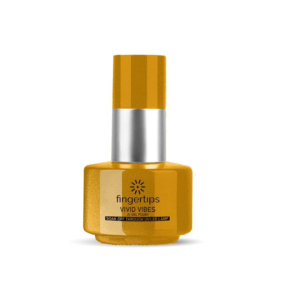 Fingertips Vivid Vibes Honey gold UV Gel Polish (Shade 39) – Long-Lasting Soak-Off Gel Nail Color, 16ml