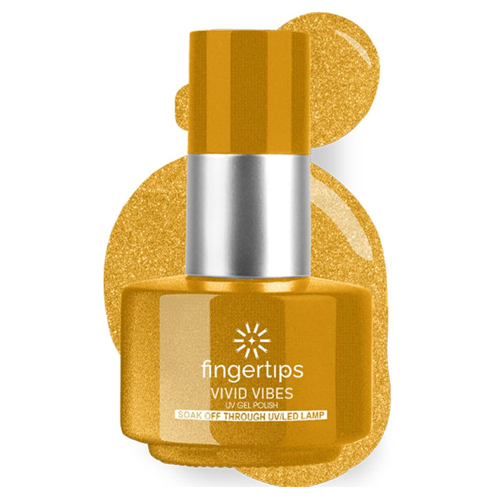 Fingertips Vivid Vibes Honey gold UV Gel Polish (Shade 39) – Long-Lasting Soak-Off Gel Nail Color, 16ml