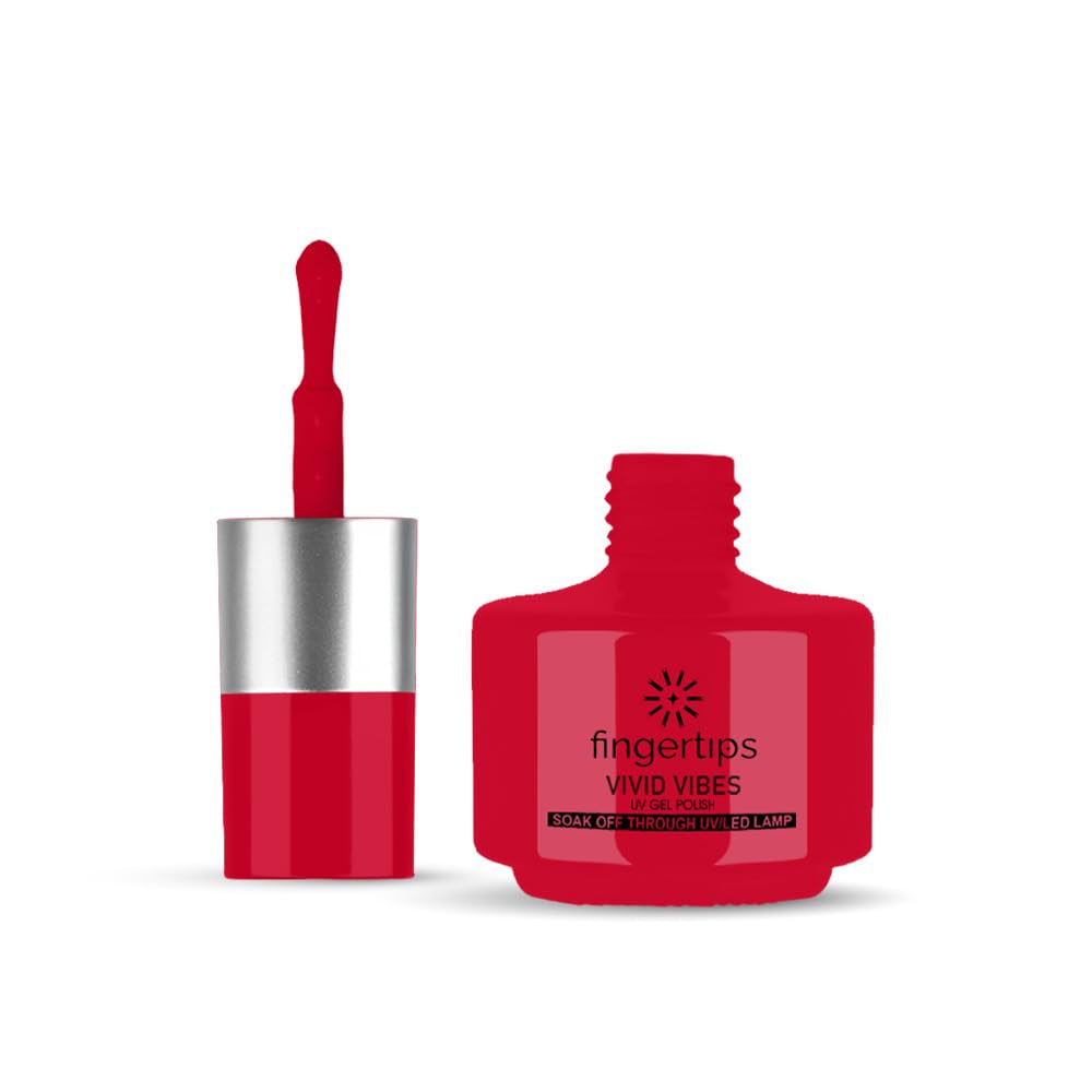 Fingertips Vivid Vibes Hot Scarlet UV Gel Polish (Shade 83) – Long-Lasting Soak-Off Gel Nail Color, 16ml