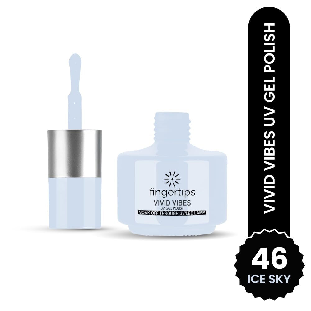Fingertips Vivid Vibes Ice Sky UV Gel Polish (Shade 46) – Long-Lasting Soak-Off Gel Nail Color, 16ml