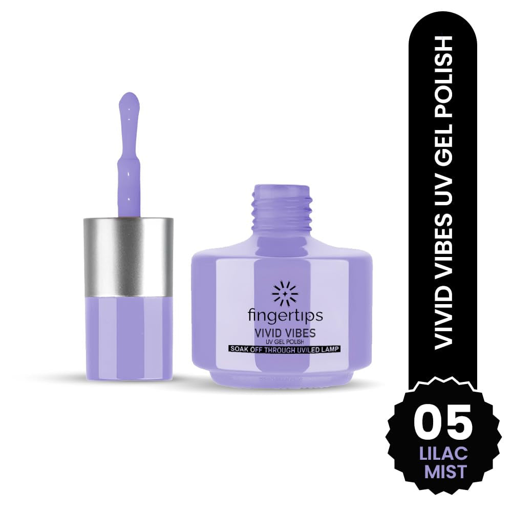 Fingertips Vivid Vibes Lilac Mist UV Gel Polish (Shade 05) – Long-Lasting Soak-Off Gel Nail Color, 16ml