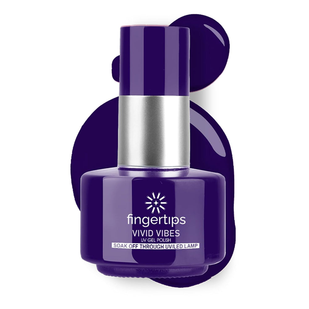 Fingertips Vivid Vibes Midnight Navy UV Gel Polish (Shade 34) – Long-Lasting Soak-Off Gel Nail Color, 16ml