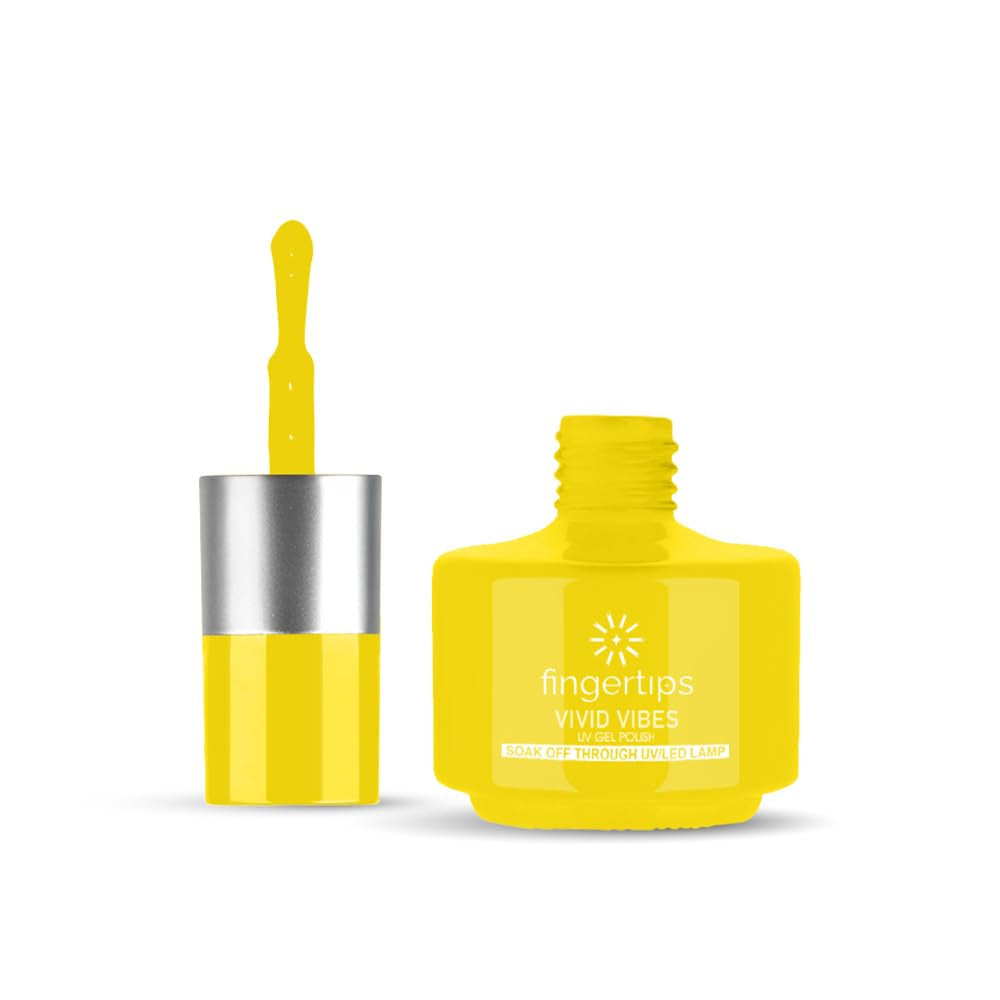 Fingertips Vivid Vibes Neon yellow UV Gel Polish (Shade 53) – Long-Lasting Soak-Off Gel Nail Color, 16ml