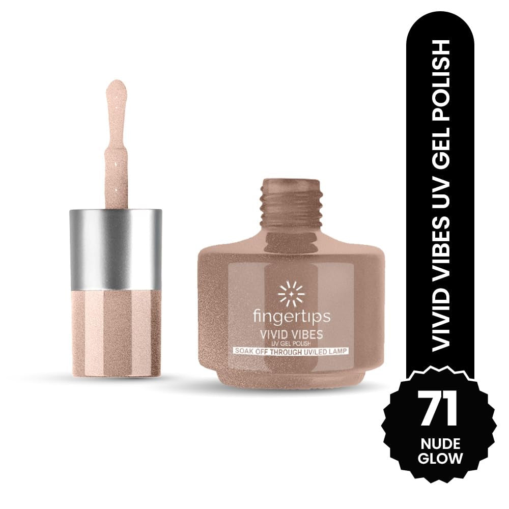 Fingertips Vivid Vibes Nude Glow UV Gel Polish (Shade 71) – Long-Lasting Soak-Off Gel Nail Color, 16ml