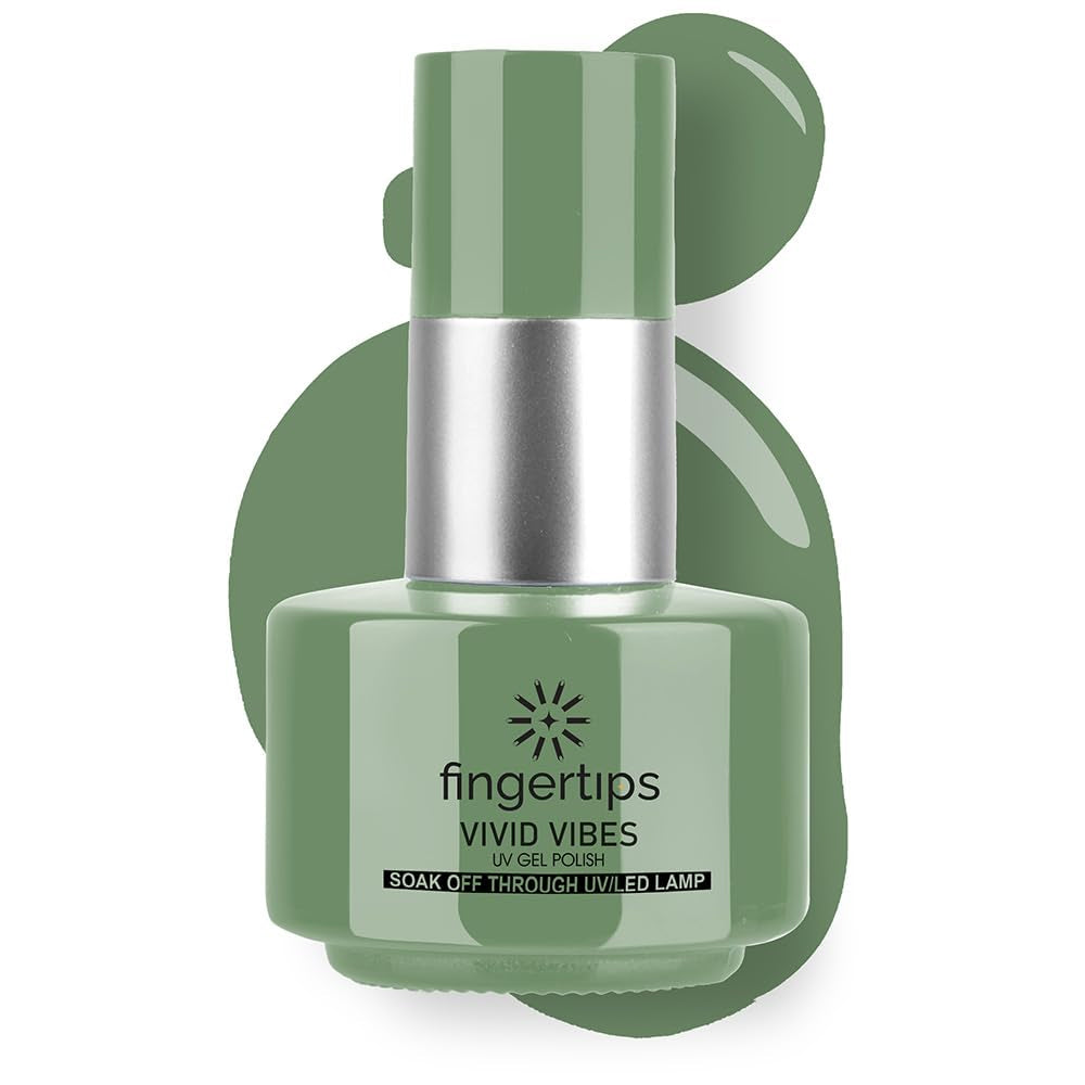 Fingertips Vivid Vibes Olive Green UV Gel Polish (Shade 88) – Long-Lasting Soak-Off Gel Nail Color, 16ml