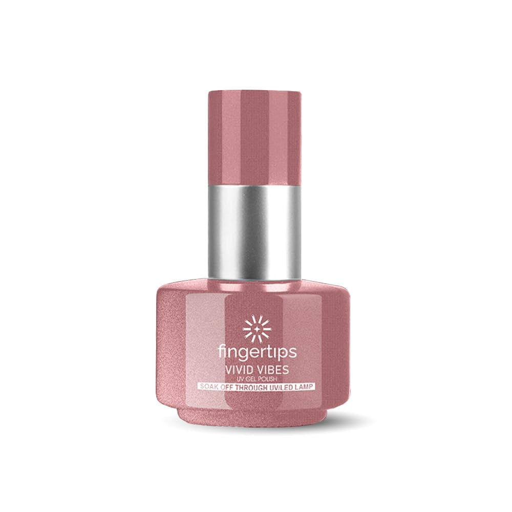 Fingertips Vivid Vibes Peach Sparkle UV Gel Polish (Shade 73) – Long-Lasting Soak-Off Gel Nail Color, 16ml