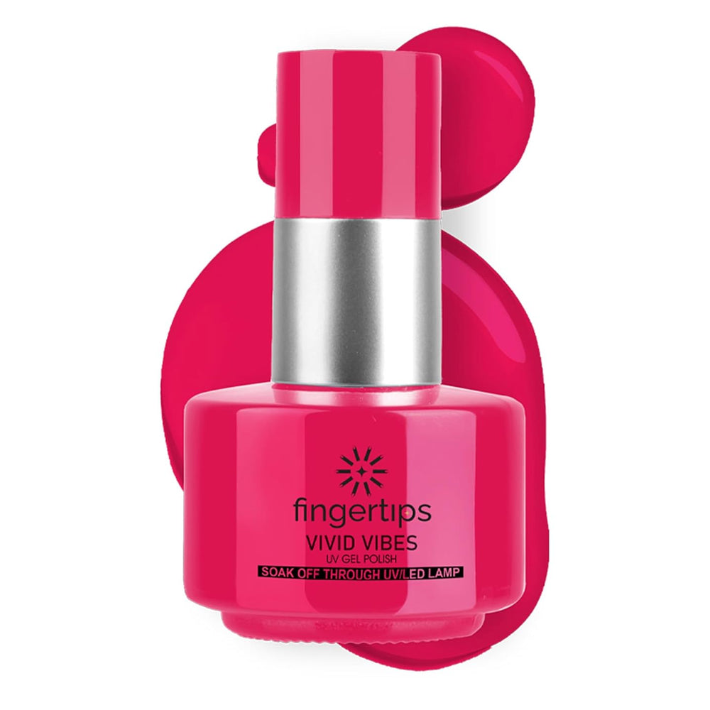 Fingertips Vivid Vibes Pink punch UV Gel Polish (Shade 26) – Long-Lasting Soak-Off Gel Nail Color, 16ml