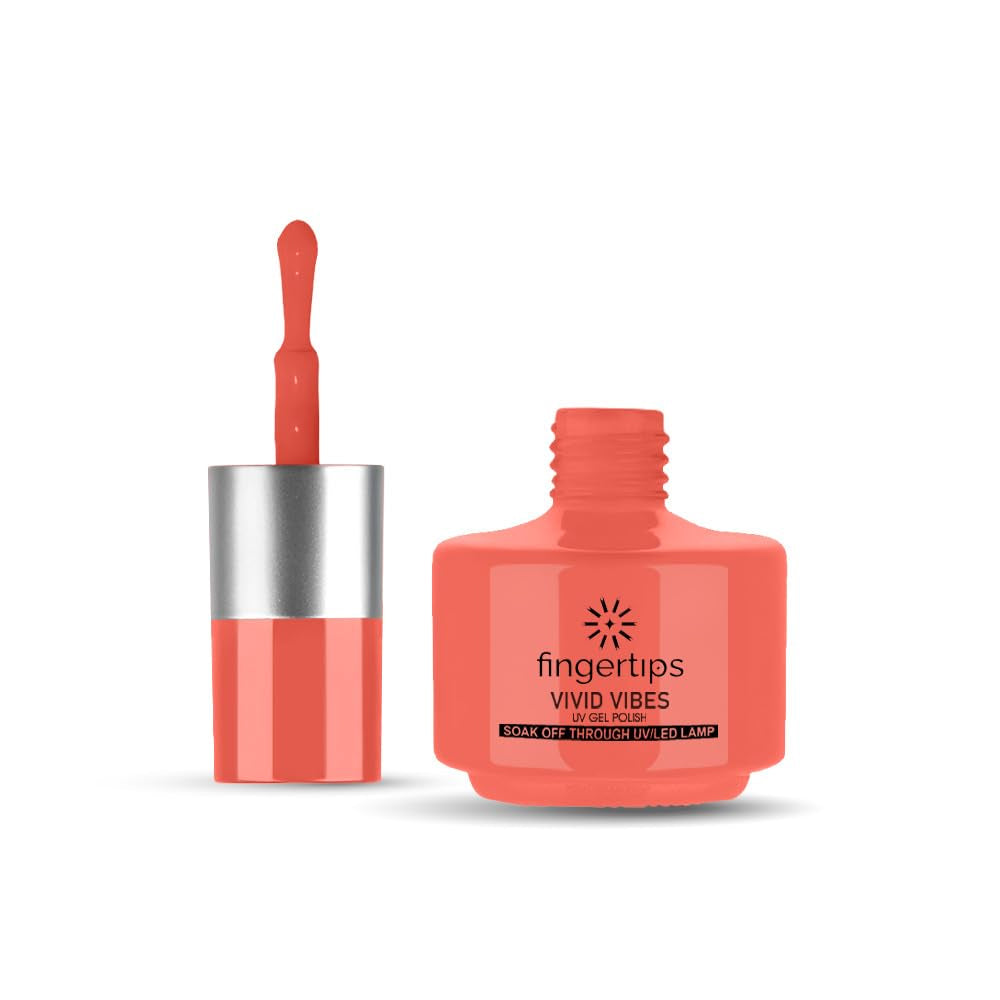 Fingertips Vivid Vibes Pumpkin Splash UV Gel Polish (Shade 12) – Long-Lasting Soak-Off Gel Nail Color, 16ml