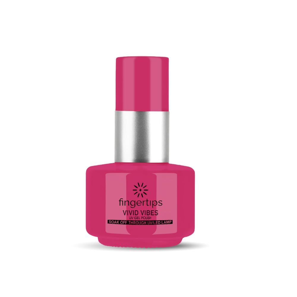 Fingertips Vivid Vibes Rose Pink UV Gel Polish (Shade 61) – Long-Lasting Soak-Off Gel Nail Color, 16ml
