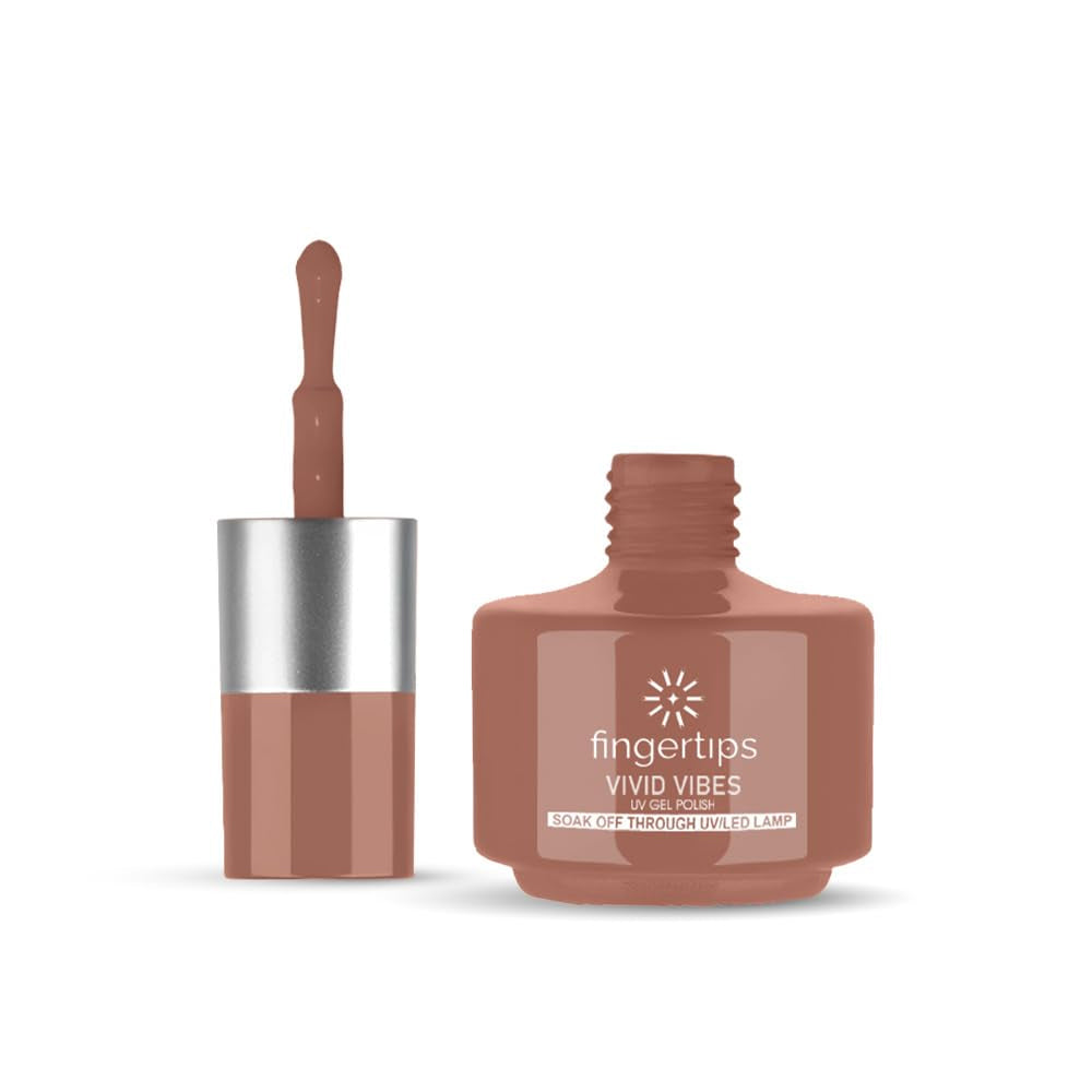Fingertips Vivid Vibes Rustic Brown UV Gel Polish (Shade 70) – Long-Lasting Soak-Off Gel Nail Color, 16ml