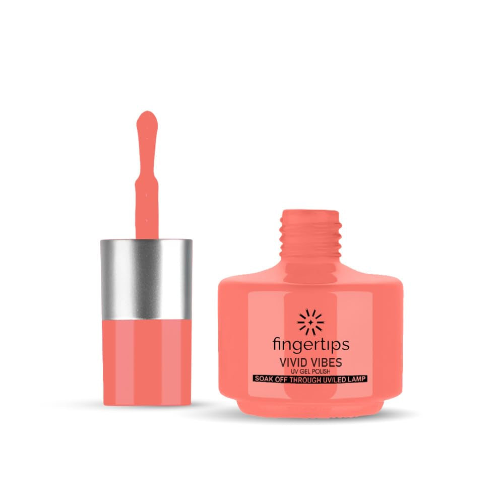 Fingertips Vivid Vibes Salmon UV Gel Polish (Shade 60) – Long-Lasting Soak-Off Gel Nail Color, 16ml