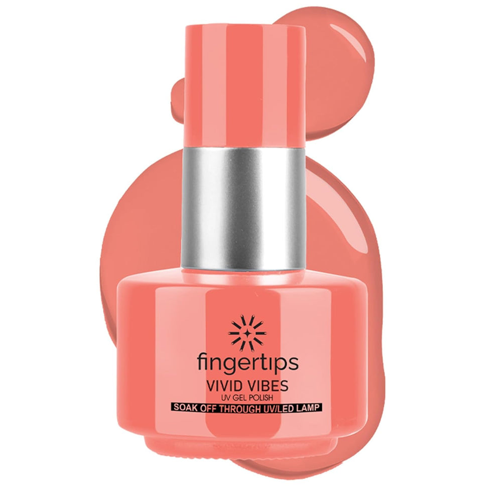 Fingertips Vivid Vibes Salmon UV Gel Polish (Shade 60) – Long-Lasting Soak-Off Gel Nail Color, 16ml
