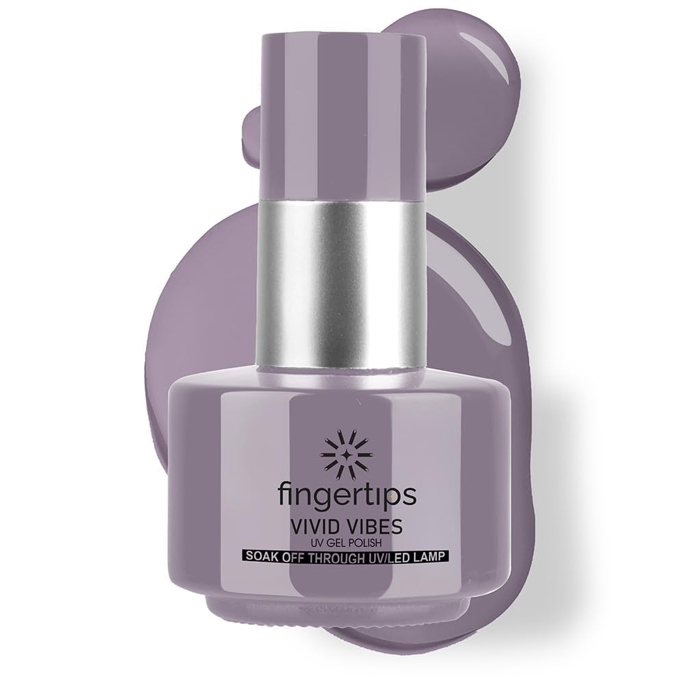 Fingertips Vivid Vibes Shadow Grey UV Gel Polish (Shade 28) – Long-Lasting Soak-Off Gel Nail Color, 16ml