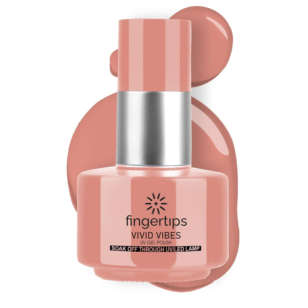 Fingertips Vivid Vibes Soft Apricot UV Gel Polish (Shade 90) – Long-Lasting Soak-Off Gel Nail Color, 16ml
