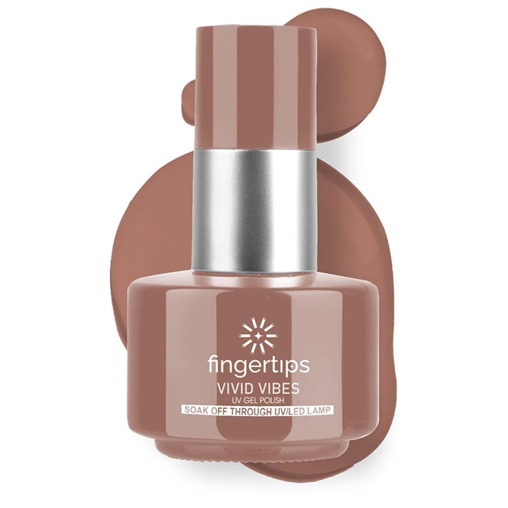 Fingertips Vivid Vibes Soft Mocha UV Gel Polish (Shade 66) – Long-Lasting Soak-Off Gel Nail Color, 16ml