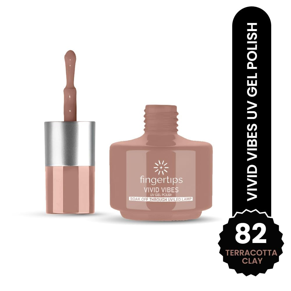 Fingertips Vivid Vibes Terracotta Clay UV Gel Polish (Shade 82) – Long-Lasting Soak-Off Gel Nail Color, 16ml