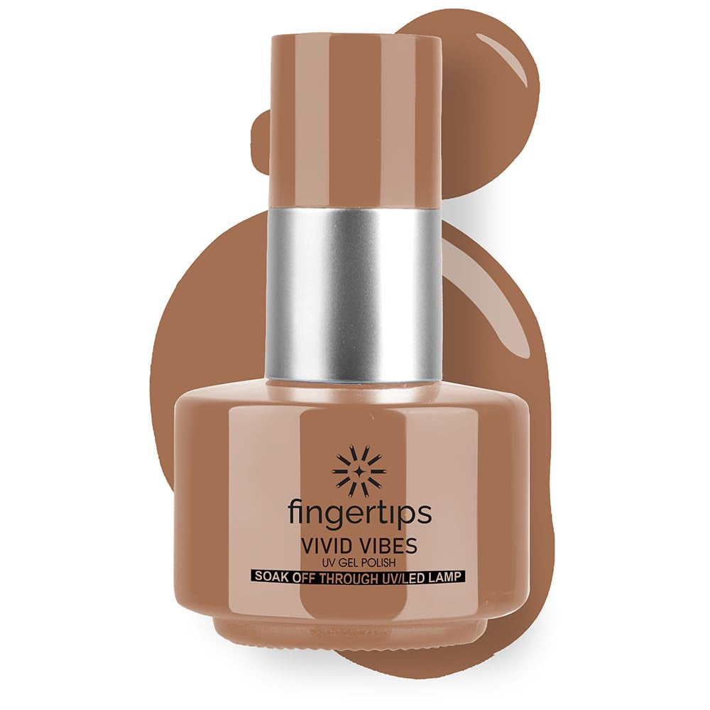 Fingertips Vivid Vibes Toffee Tan UV Gel Polish (Shade 86) – Long-Lasting Soak-Off Gel Nail Color, 16ml