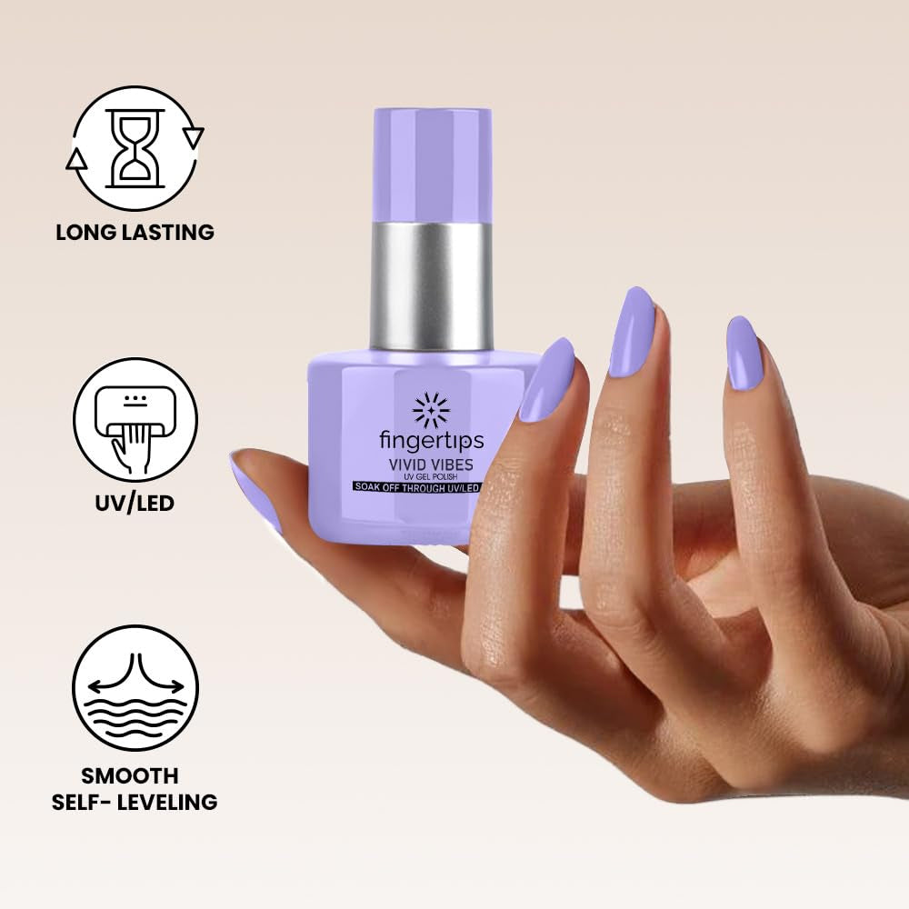 Fingertips Vivid Vibes Lilac Mist UV Gel Polish (Shade 05) – Long-Lasting Soak-Off Gel Nail Color, 16ml