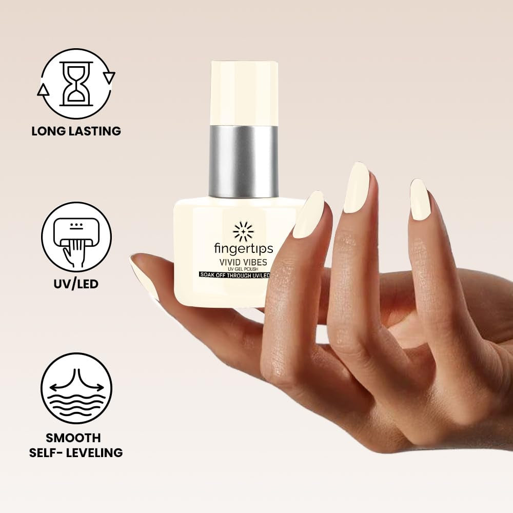 Fingertips Vivid Vibes Silk Cream UV Gel Polish (Shade 40) – Long-Lasting Soak-Off Gel Nail Color, 16ml