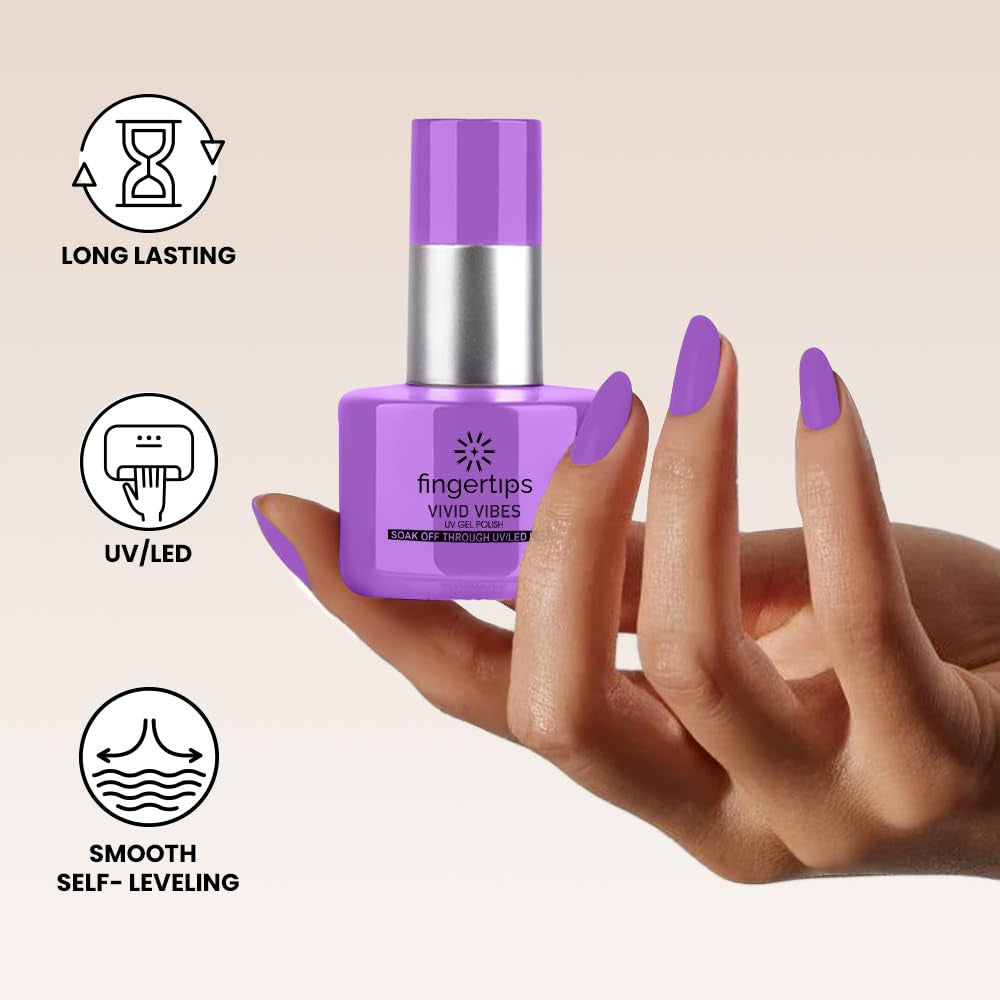 Fingertips Vivid Vibes Lilac UV Gel Polish (Shade 41) – Long-Lasting Soak-Off Gel Nail Color, 16ml