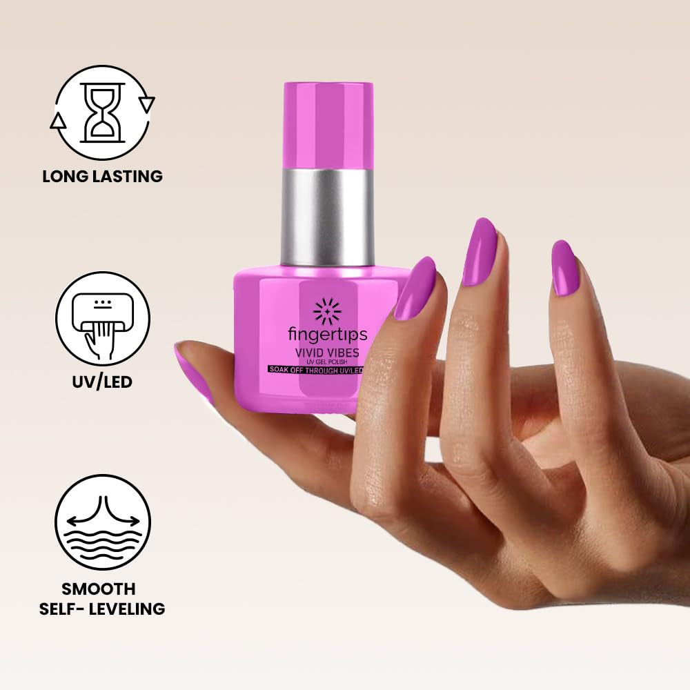 Fingertips Vivid Vibes Cotton Candy UV Gel Polish (Shade 42) – Long-Lasting Soak-Off Gel Nail Color, 16ml