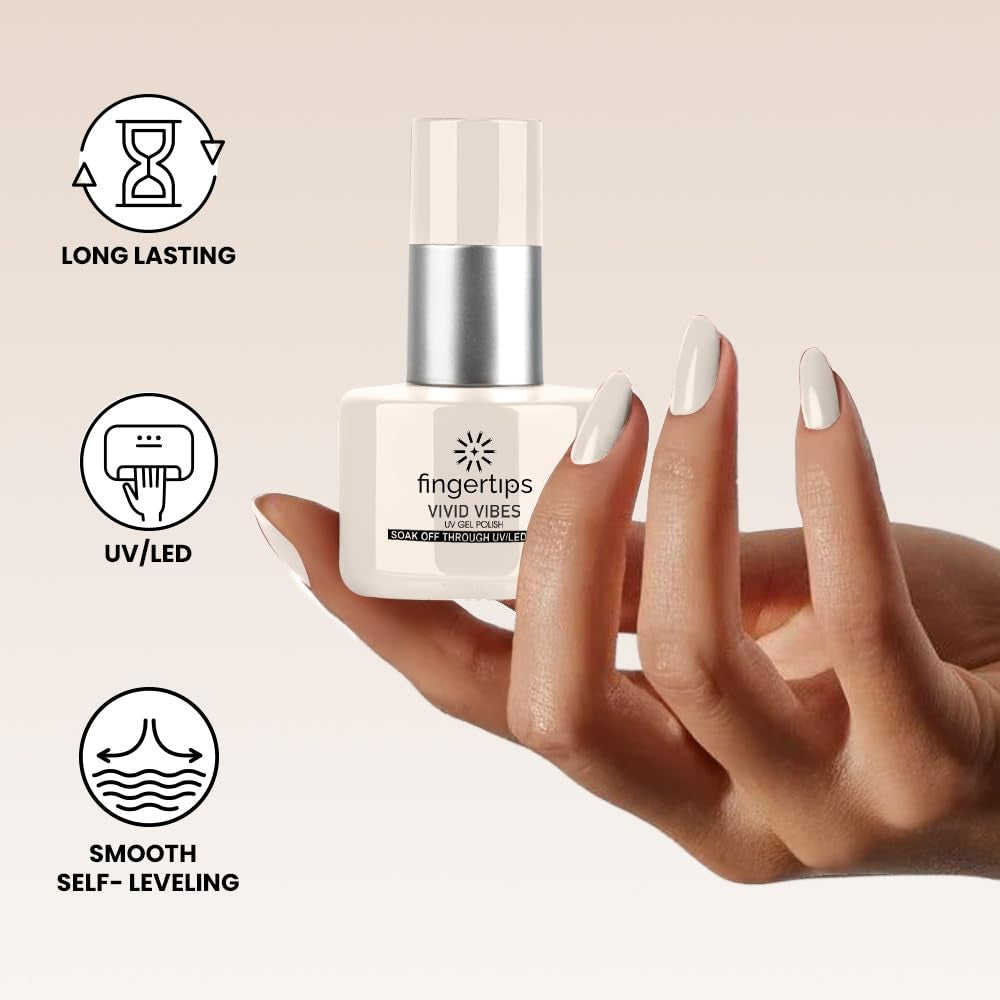 Fingertips Vivid Vibes Apricot Cream UV Gel Polish (Shade 62) – Long-Lasting Soak-Off Gel Nail Color, 16ml