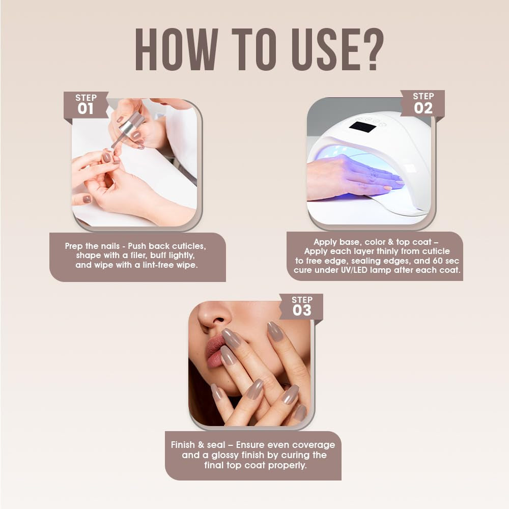 Fingertips Vivid Vibes Soft Cocoa UV Gel Polish (Shade 01) – Long-Lasting Soak-Off Gel Nail Color, 16ml