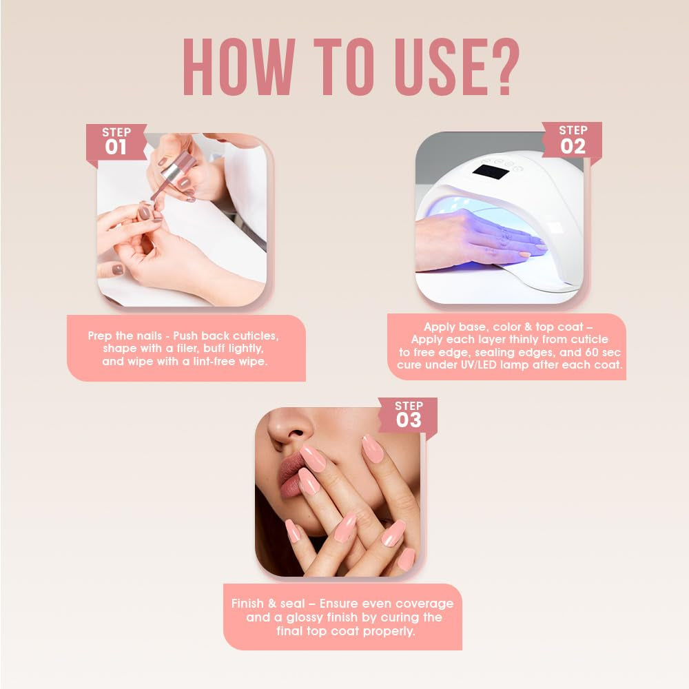 Fingertips Vivid Vibes Pale Pink UV Gel Polish (Shade 08) – Long-Lasting Soak-Off Gel Nail Color, 16ml