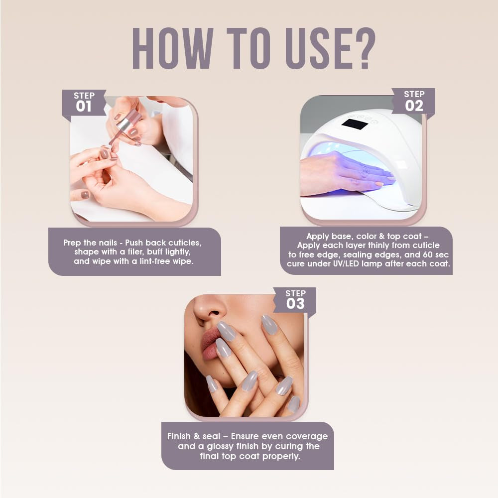 Fingertips Vivid Vibes Light Mauve UV Gel Polish (Shade 29) – Long-Lasting Soak-Off Gel Nail Color, 16ml