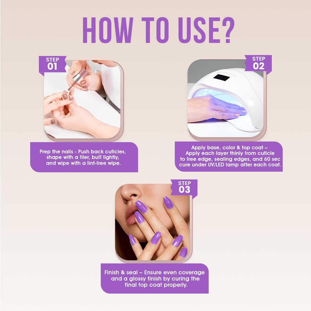 Fingertips Vivid Vibes Lilac UV Gel Polish (Shade 41) – Long-Lasting Soak-Off Gel Nail Color, 16ml