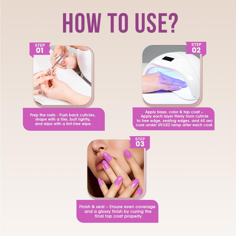 Fingertips Vivid Vibes Cotton Candy UV Gel Polish (Shade 42) – Long-Lasting Soak-Off Gel Nail Color, 16ml