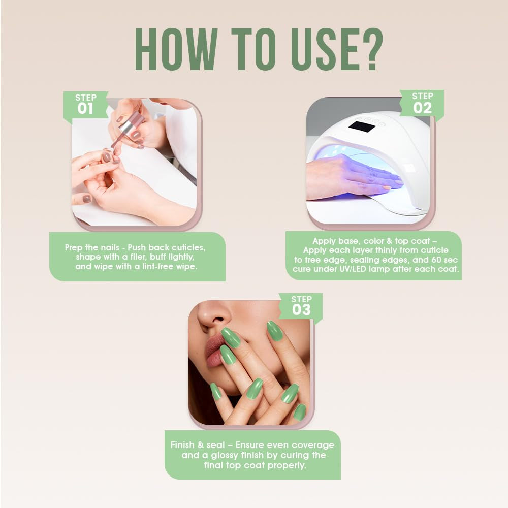 Fingertips Vivid Vibes Pistachio Milk UV Gel Polish (Shade 51) – Long-Lasting Soak-Off Gel Nail Color, 16ml