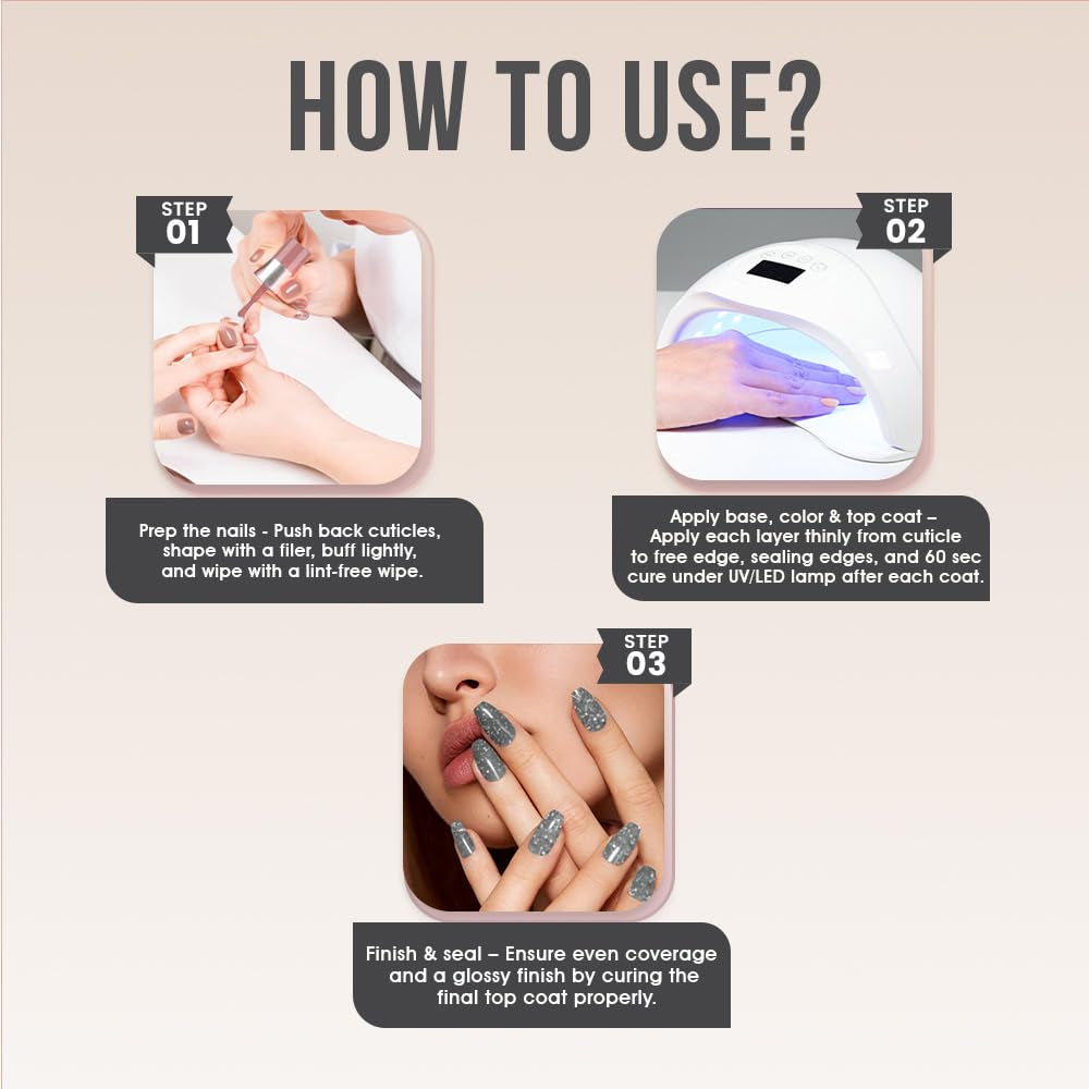 Fingertips Vivid Vibes Holographic Silver UV Gel Polish (Shade 58) – Long-Lasting Soak-Off Gel Nail Color, 16ml