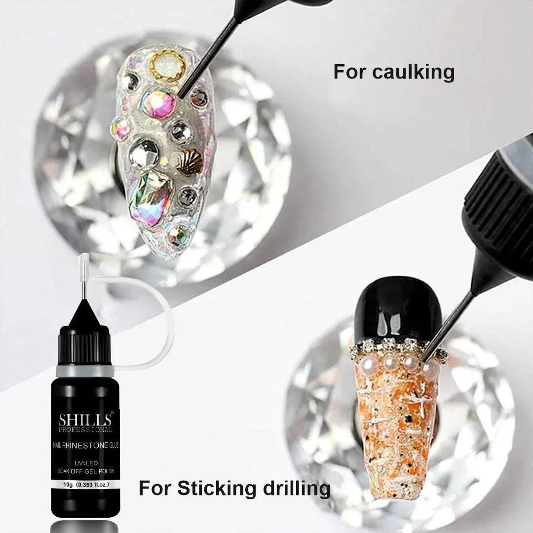 SHILLS Professional Nail Rhinestone Glue 10g – UV LED Soak Off Gel for Crystals, Charms & Nail Art