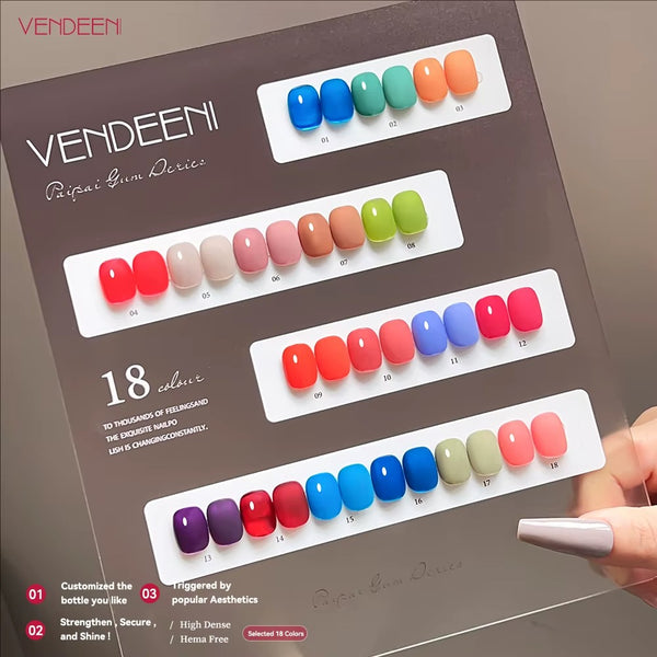VENDEENI 18 Colors Gel Nail Polish Set – Professional 15ml UV/LED Soak Off Gel | Long Lasting, High Pigment, Hema Free
