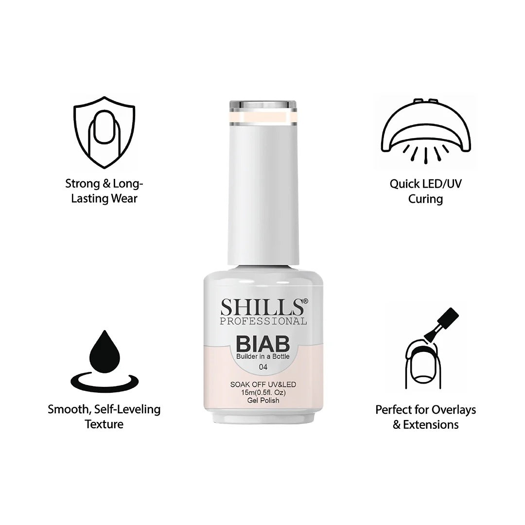 SHILLS Professional BIAB Gel Polish - Builder in a Bottle for Nail Extensions & Overlays (15ml) Shade 04