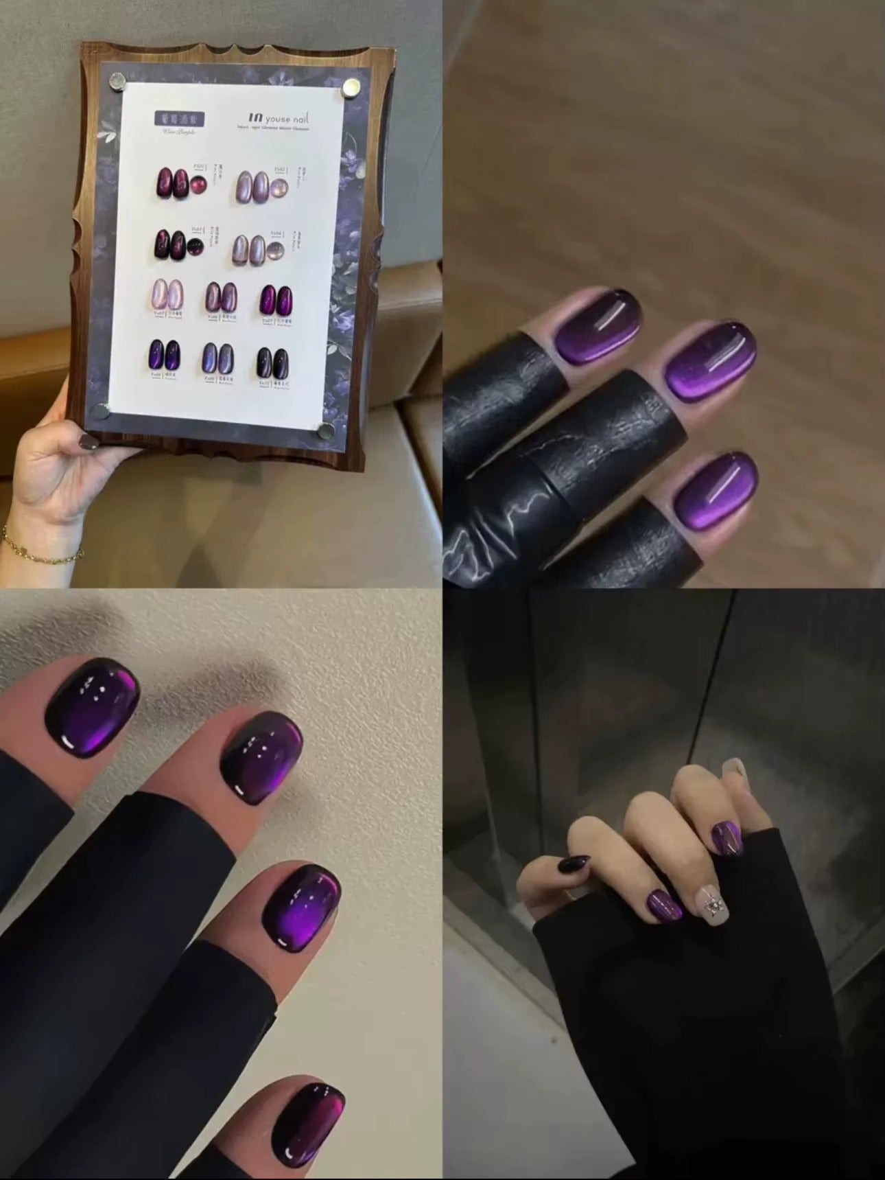 Venalisa Wine Purple Cat Eye Gel Polish – 10 Colors Shade Chart with Free Magnet | Magnetic UV/LED Nail Gel