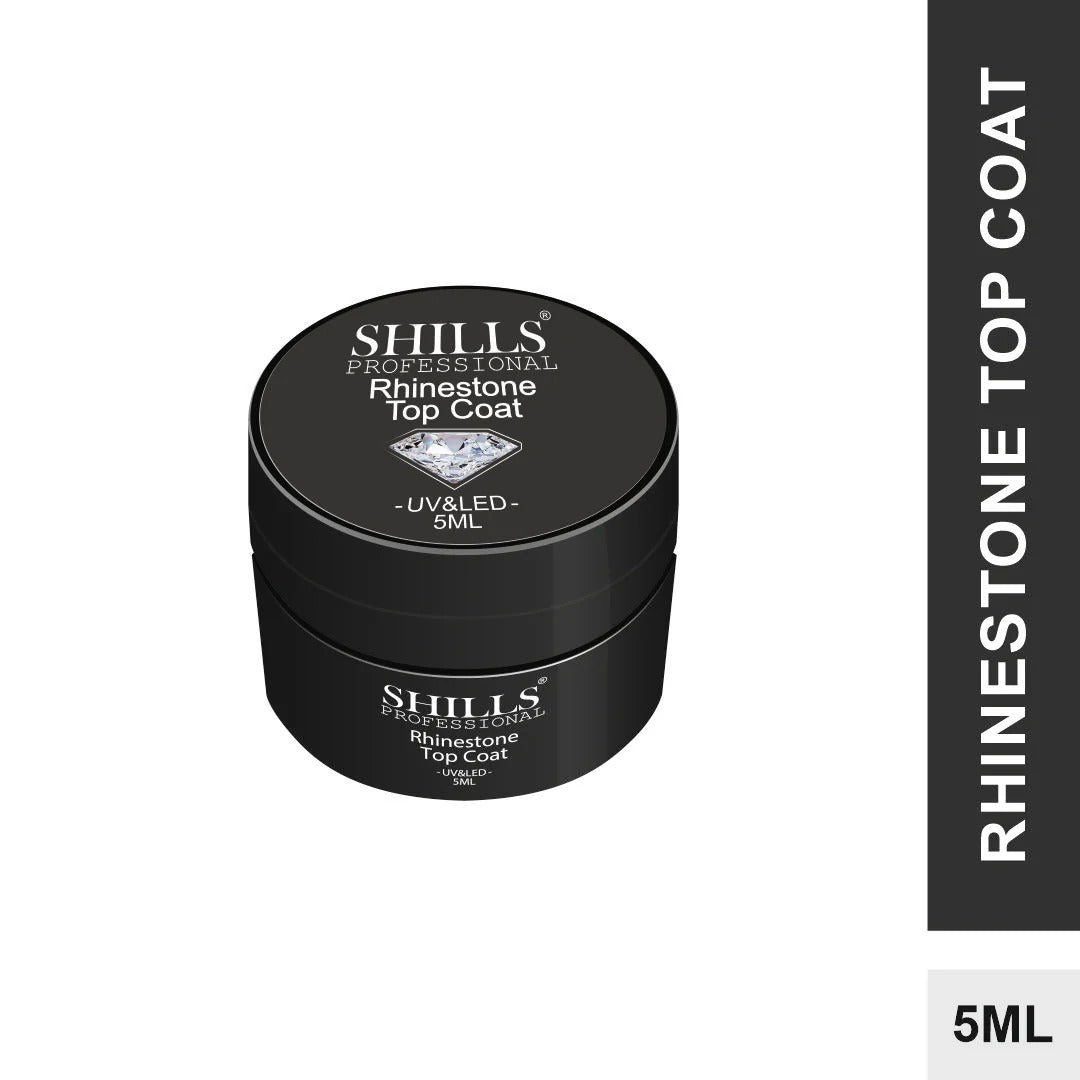 SHILLS Professional Rhinestone Top Coat Gel 5ml | UV LED Crystal Clear Nail Glue