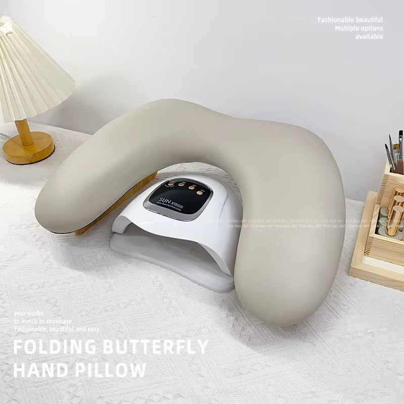 Sevyn Colors Folding Butterfly Hand Pillow | Ergonomic Nail Armrest with UV Lamp Space | Salon & Home Manicure Support