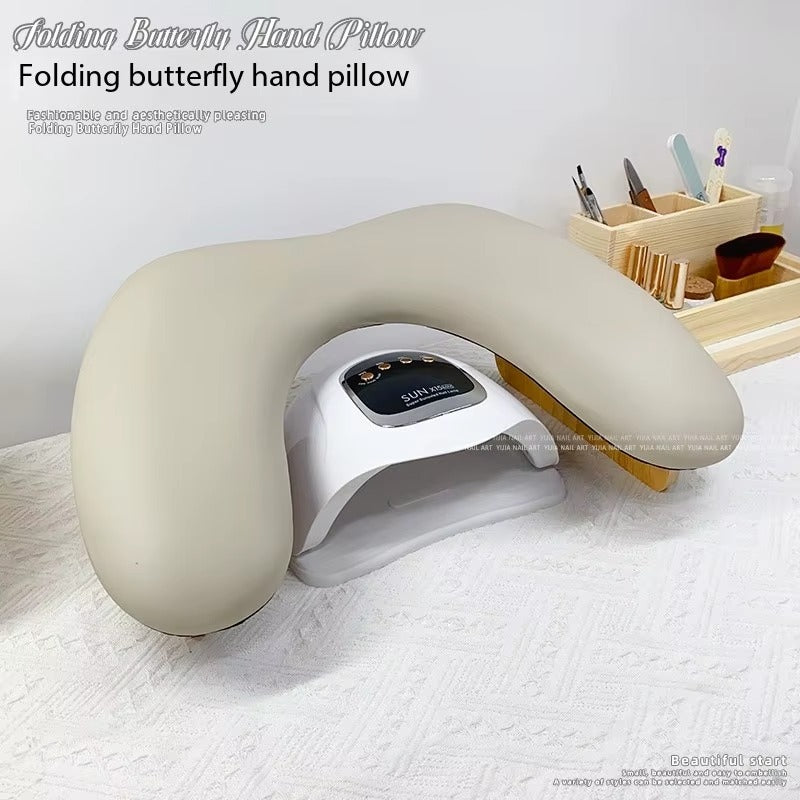Sevyn Colors Folding Butterfly Hand Pillow | Ergonomic Nail Armrest with UV Lamp Space | Salon & Home Manicure Support