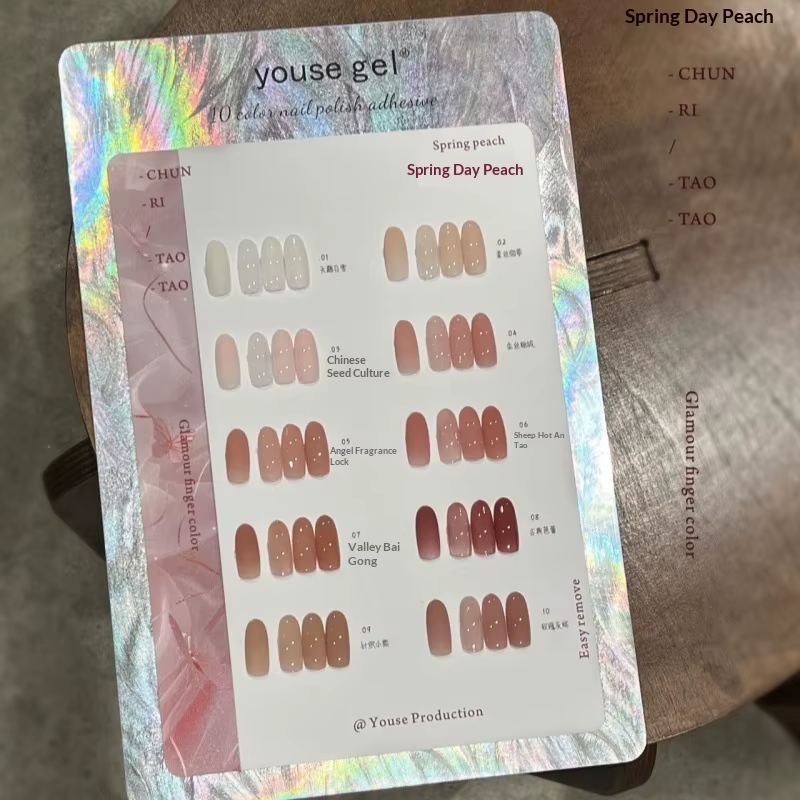 Youse Gel Spring Day Peach Gel Nail Polish Set – 10 Luxury Korean Peach Shades (15ml)