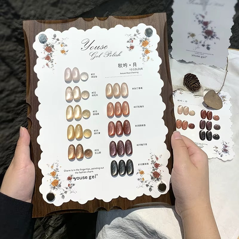Youse Gel Autumn Yin-Moon Cat Eye Gel Polish 15ml – 10 Color Autumn Moon Collection | Free Magnet & Shade Card