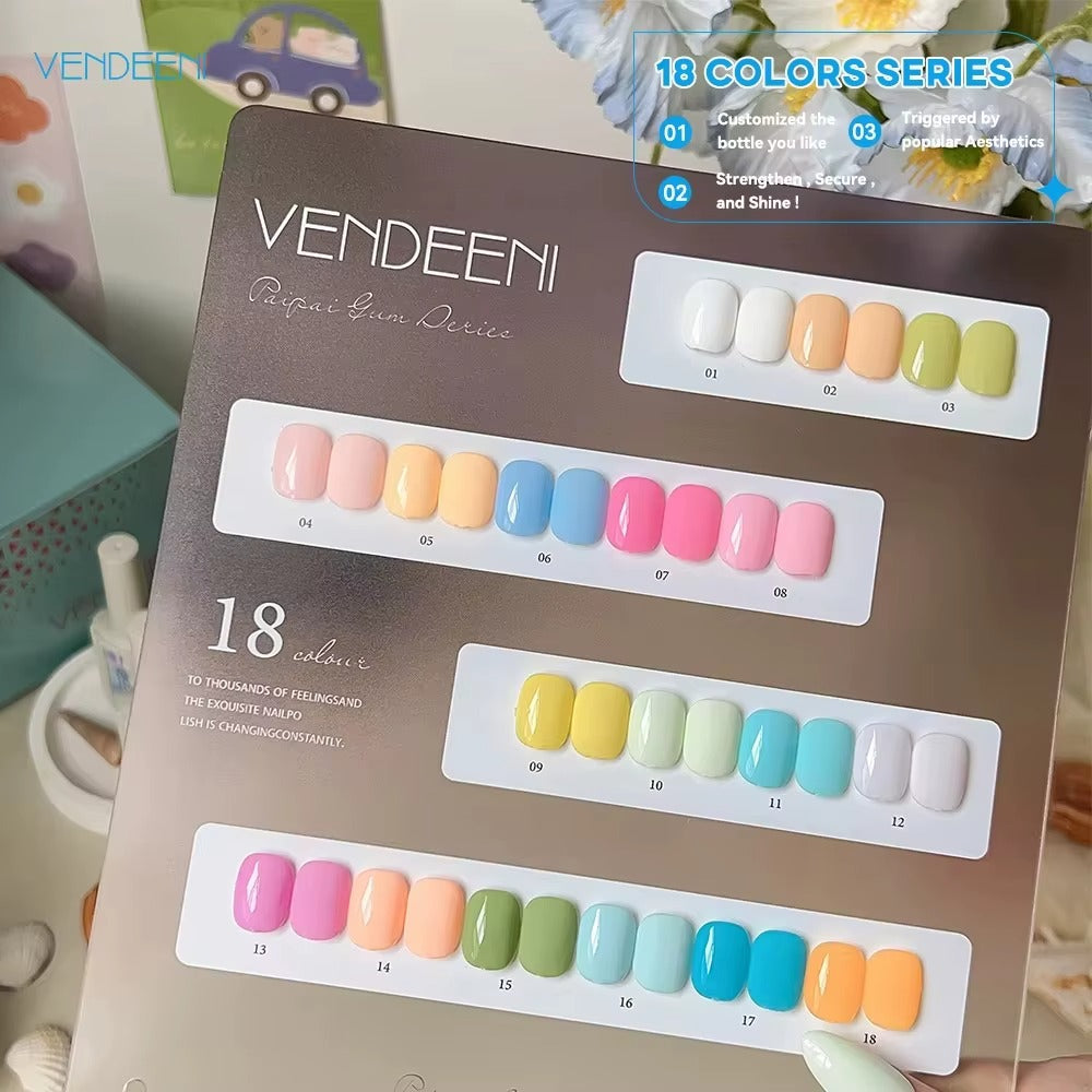 VENDEENI 18 Colors Gel Polish Set – 15ml Pastel Nail Gel Collection for Salon & DIY Manicure