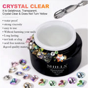 SHILLS Professional Rhinestone Top Coat Gel 5ml | UV LED Crystal Clear Nail Glue