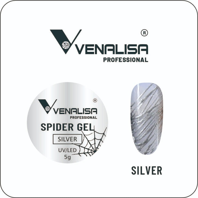 Venalisa Spider Gel Silver 5g – UV/LED Nail Art Gel for Metallic Line Designs